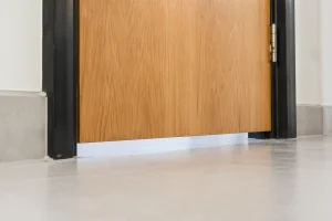 Doorway with light spill and hinge